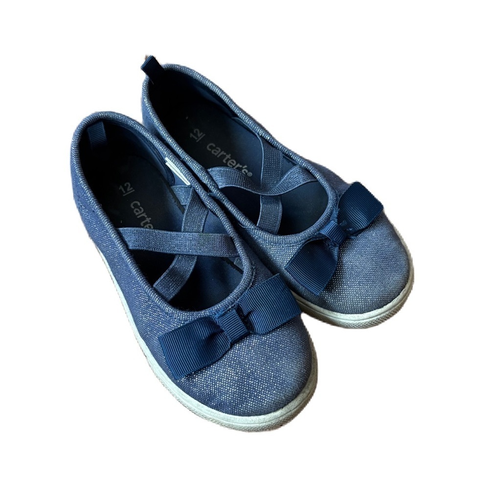 Carter's Blue Kids Shoes with Bow Sz 12 Sneaker Slip On Dress Casual
